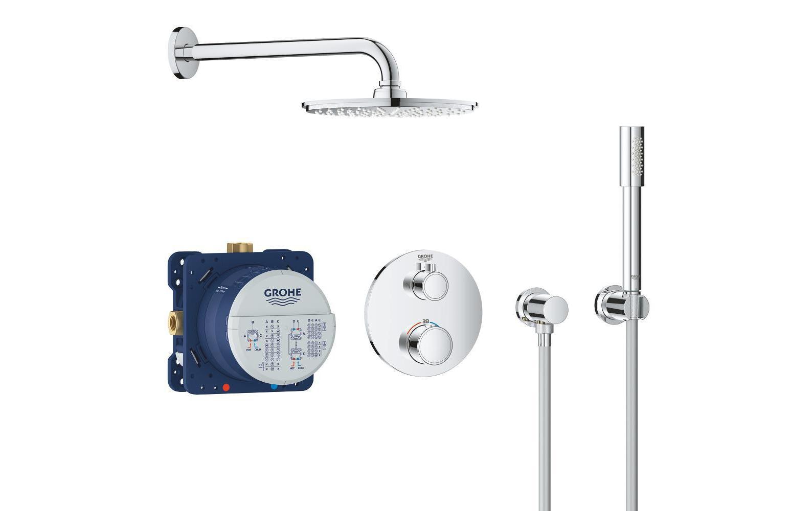 GROHE Grotherm Unterputz-Badebatterie – Zweigriffarmatur, Messing, Chrom