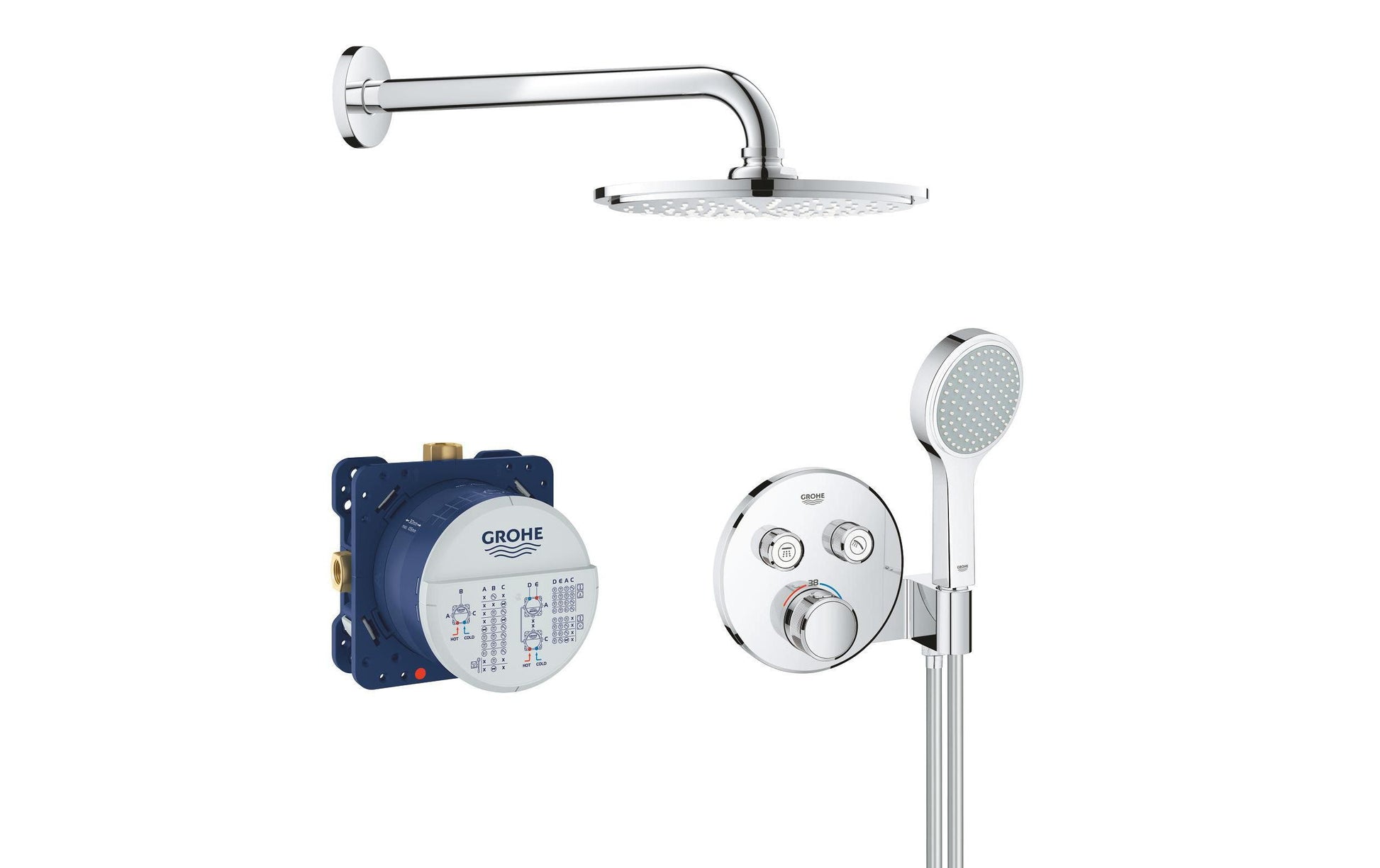 GROHE Duschsystem Grohtherm SmartControl – 28,6 cm, Messing, Wandmontiert, Chrom
