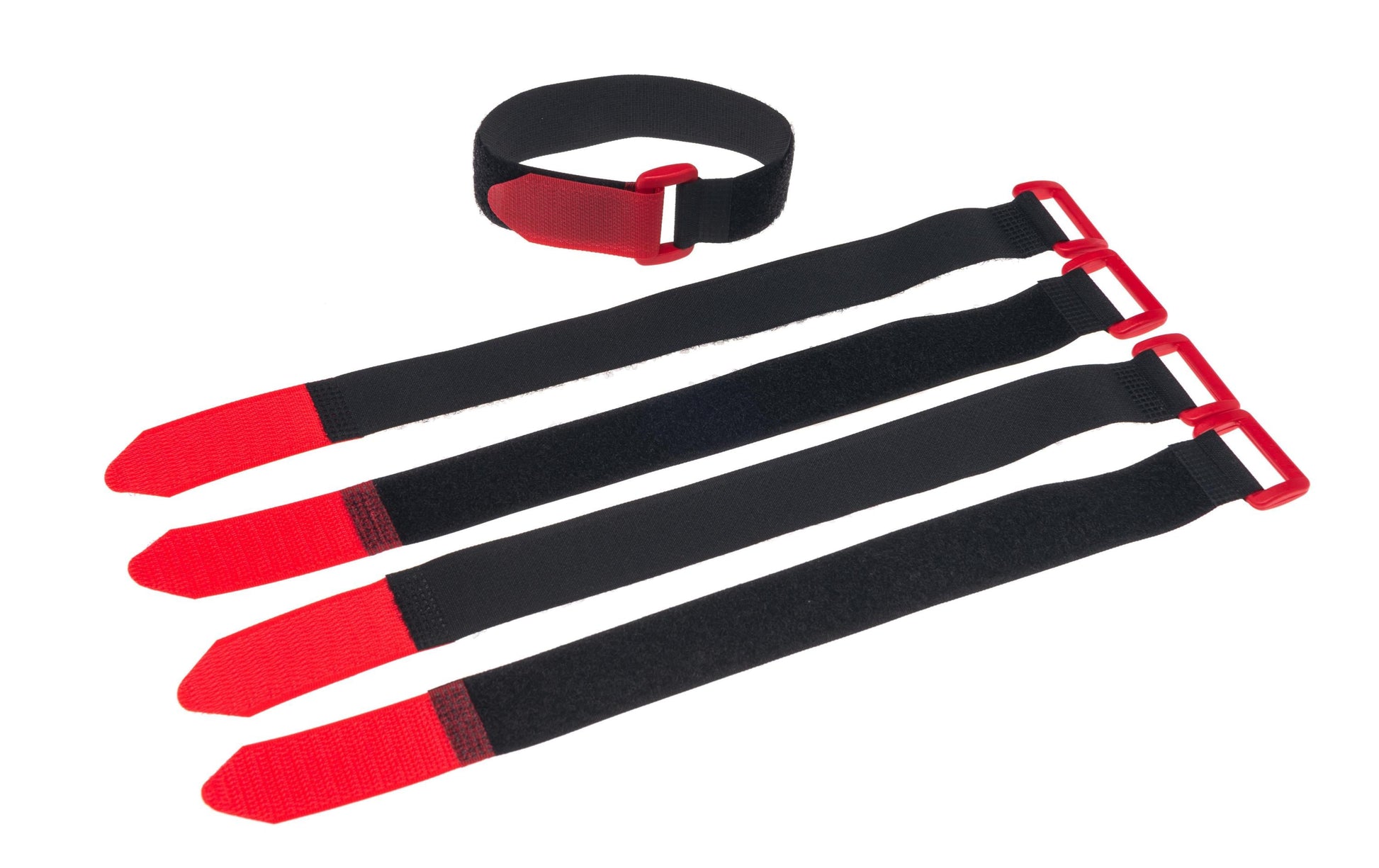 FASTECH Klettkabelbinder, 25×480 mm, 5er-Pack – Schwarz/Rot