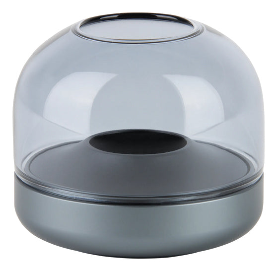Kooduu Windlicht – Aluminium & Glas, blau – Ø 9,4 × 8,1 cm