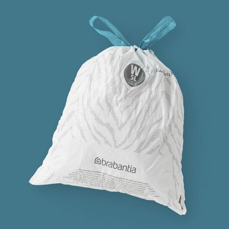 Brabantia Kehrichtsack PerfectFit W – 5 l, mit Zugband, PE, weiss, 295 × 340 mm, 20 Stk