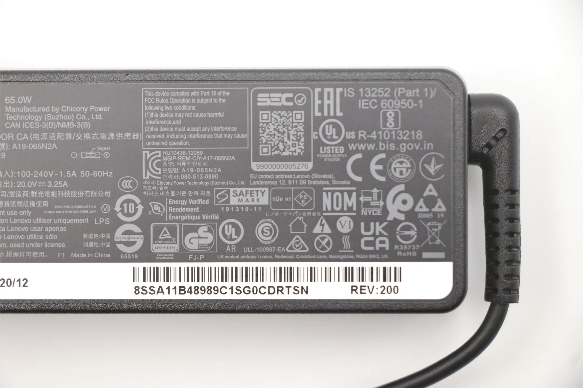 Lenovo 5A10V03250 Netzteil 65 W – 20 V – für Laptop – schwarz