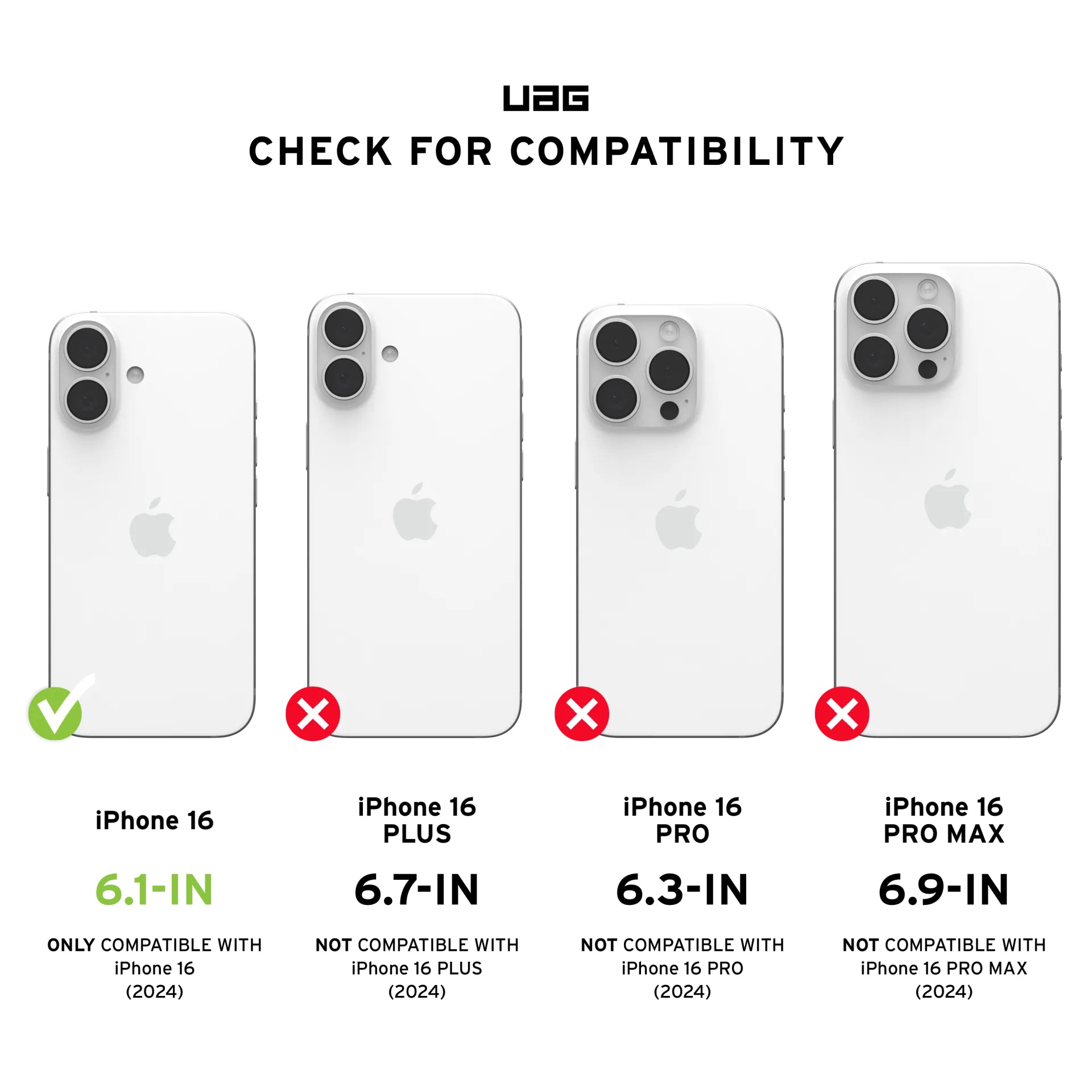 Urban Armor Gear Backcover – für Apple iPhone 16 – schwarz – MagSafe-kompatibel