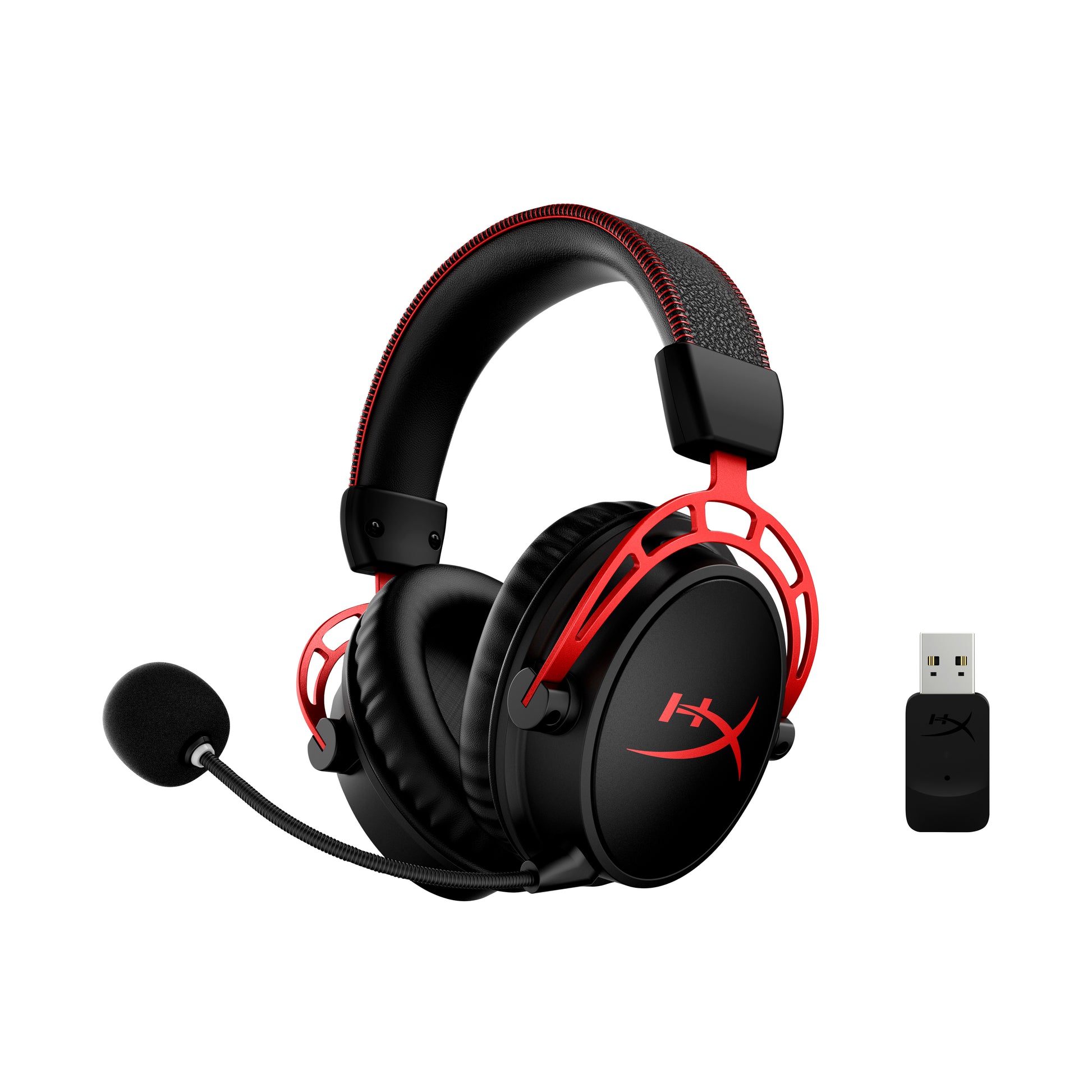 HyperX Cloud Alpha – Over-Ear Gaming-Headset – Kabellos, USB-A, Surround-Sound – Schwarz/Rot – bis 300 h