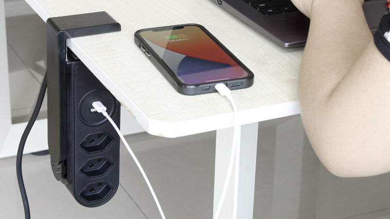 Steffen Tischsteckdosenleiste 50 00092 SW – 1,50 m, Kunststoff, Schwarz, mit USB-C, 1er-Pack, für Typ J