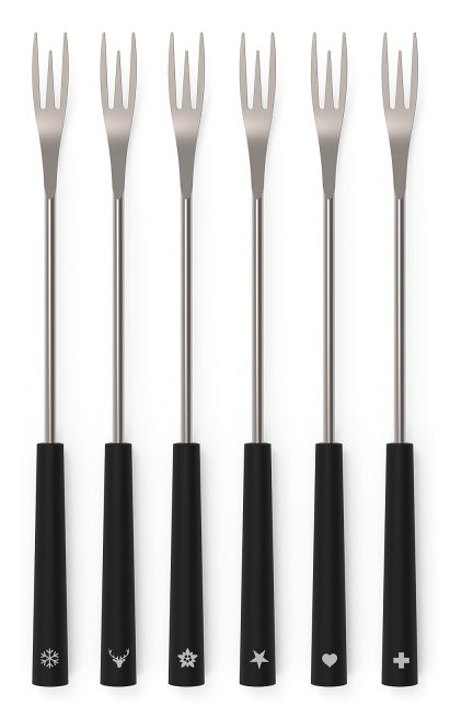 Kisag Fonduegabeln – 6er-Set, 26,5 cm, Kunststoff, Schwarz, für Käsefondue, spülmaschinenfest