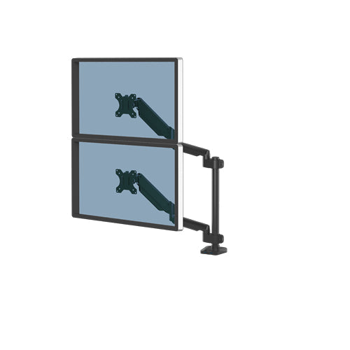 Fellowes Platinum Serie – Monitorarm, Dual, bis 27", 10 kg, Gasfeder, Neigung +85/−15°, 360° drehbar, 2 USB