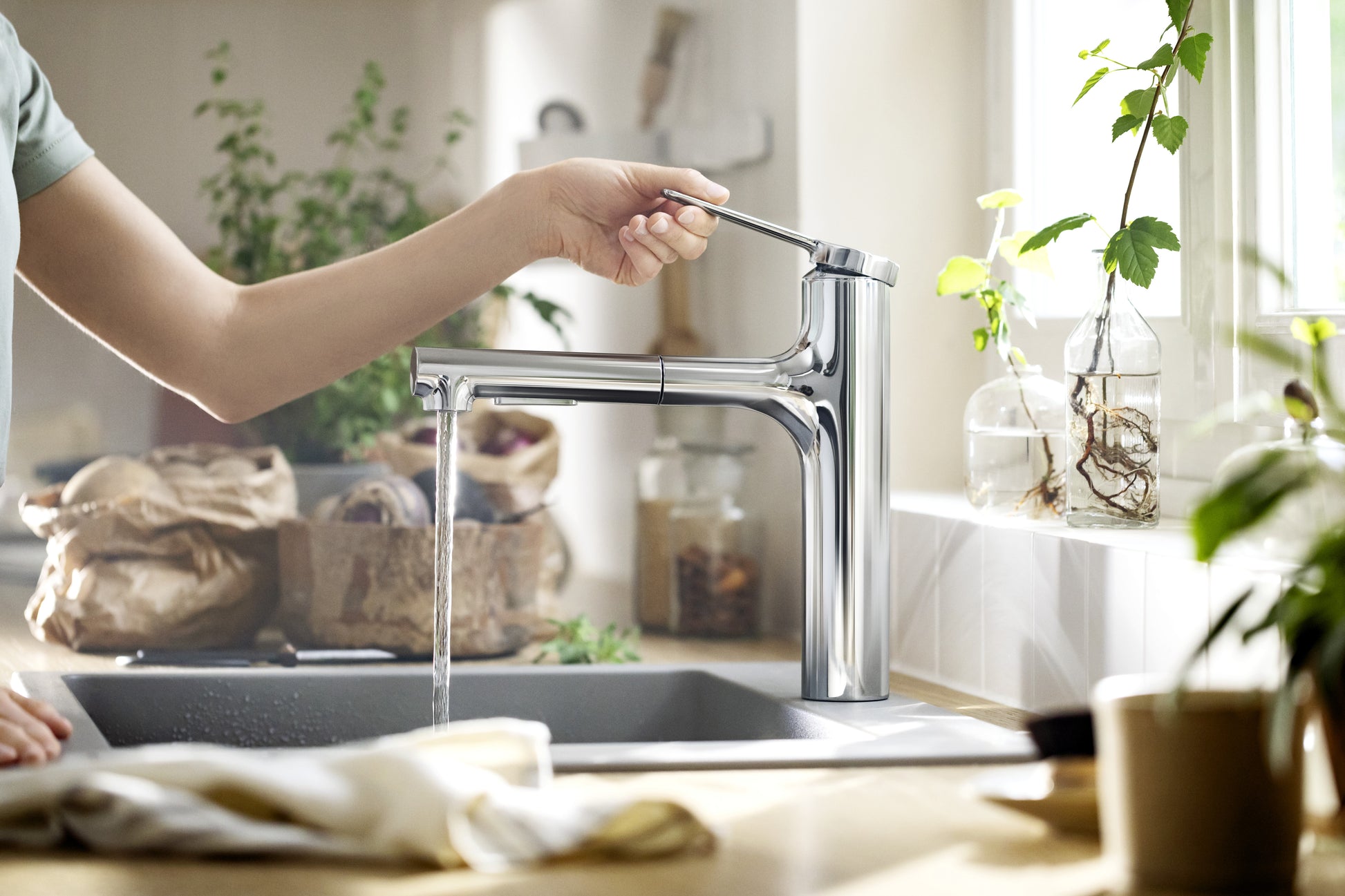 Hansgrohe Einhebelmischer Zesis M33 – 5,1×23,1×25,9 cm, Messing, Ausziehbare Brause, Chrom
