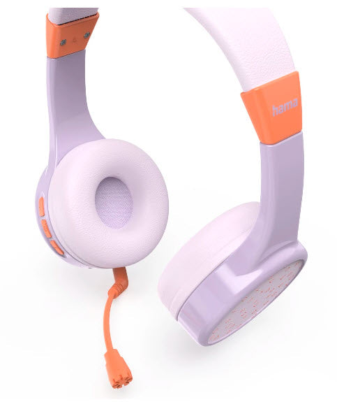 Hama Teens Guard II – On-Ear Headset – Bluetooth, Lautstärkebegrenzung 85 dB – Lila/Orange – bis 50 h