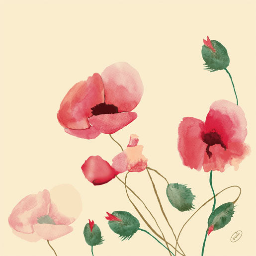 Duni Servietten Poppy Charm – mehrfarbig – 40 × 40 cm, 3-lagig – 60 Stück
