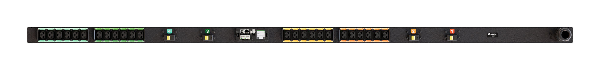Vertiv PowerIT VP4U60A1 Rack-PDU (überwacht) 63 A, 240 V, 14400 W – C13/C19×24 – 0U senkrecht – schwarz