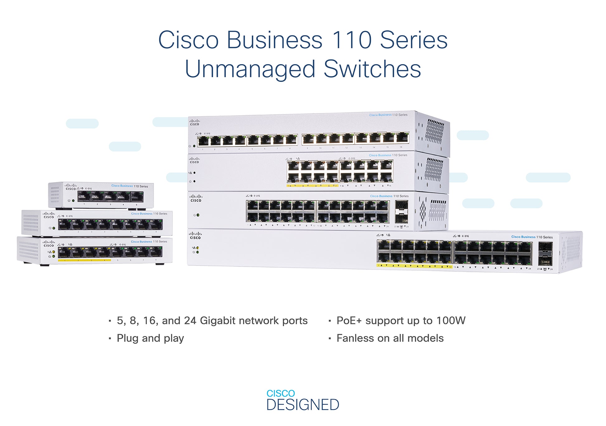 Cisco CBS110 – Switch – 24×GbE, 2×SFP, L2, 1U