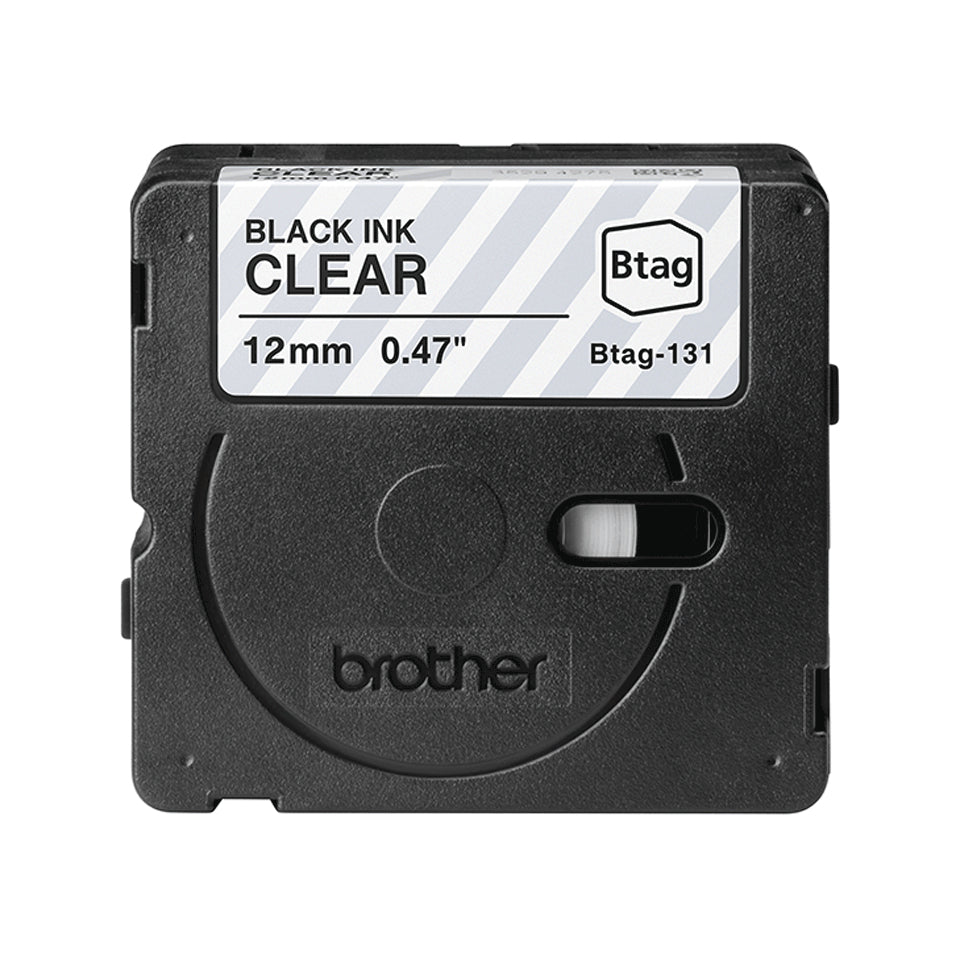 Brother Schriftband – 12 mm × 4 m, transparent, schwarz