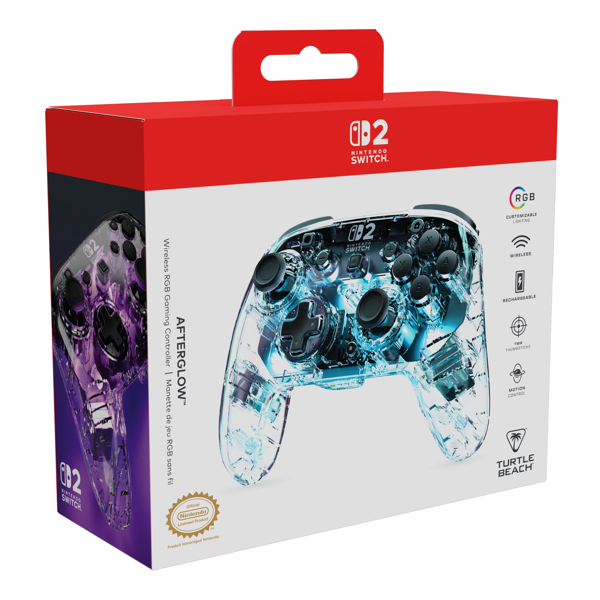 Turtle Beach Afterglow TBC-8104 – Gamepad – USB + Bluetooth, RGB-Beleuchtung, für Nintendo Switch, Transparent
