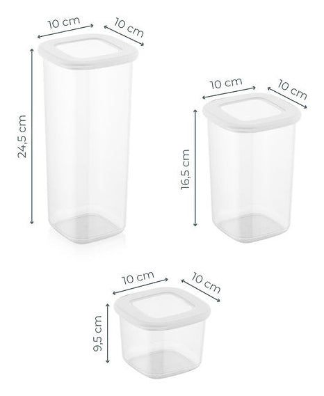 Hermia Vorratsdosen-Set 3×500 ml, 3×1,2 l, 3×1,8 l, Kunststoff, Weiss