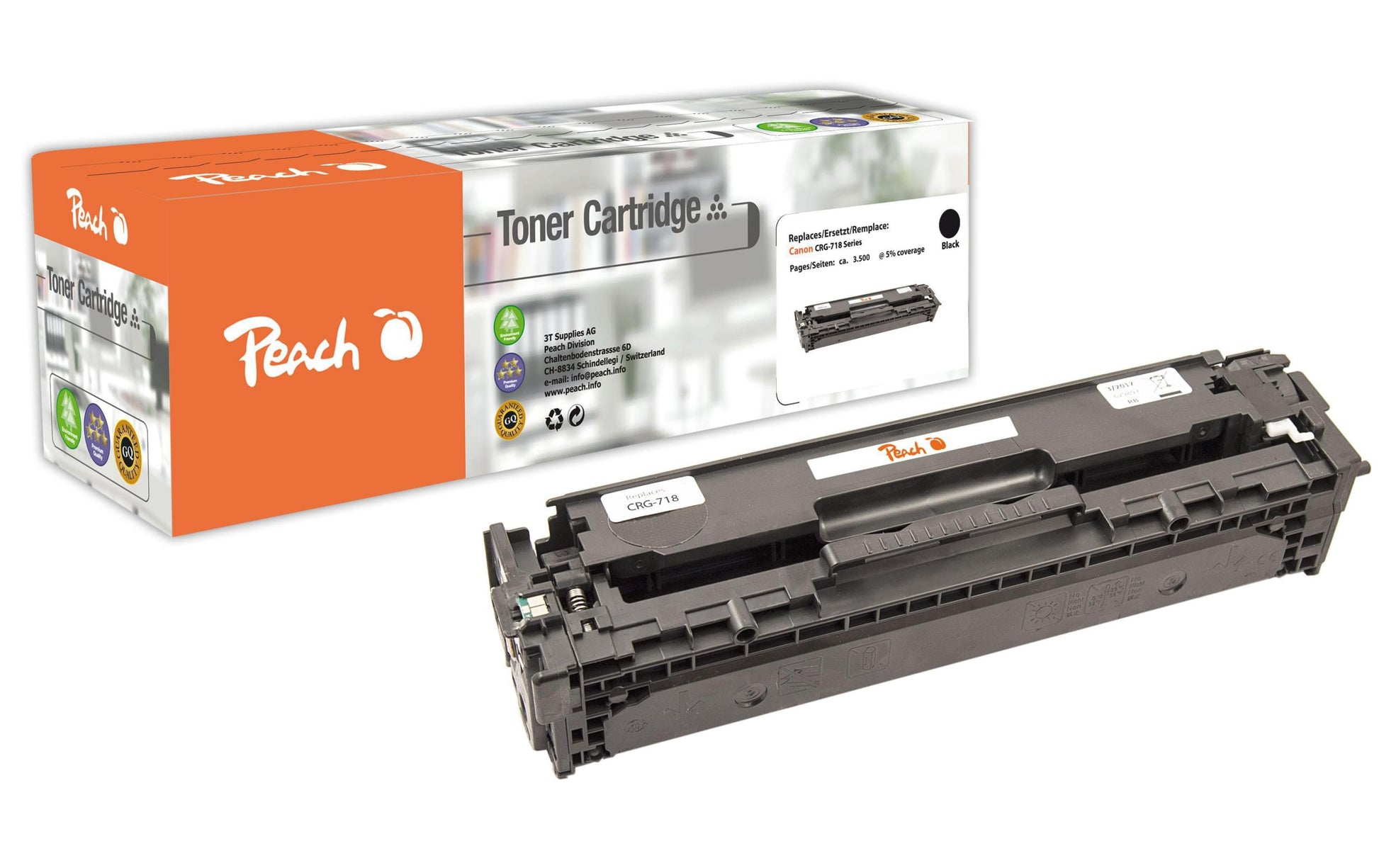 Peach 2662B002 (CRG-718BK) Schwarzer Toner – Kompatibel – 3'500 Seiten – für Canon i-SENSYS LBP-7200/MF 724 Cdw
