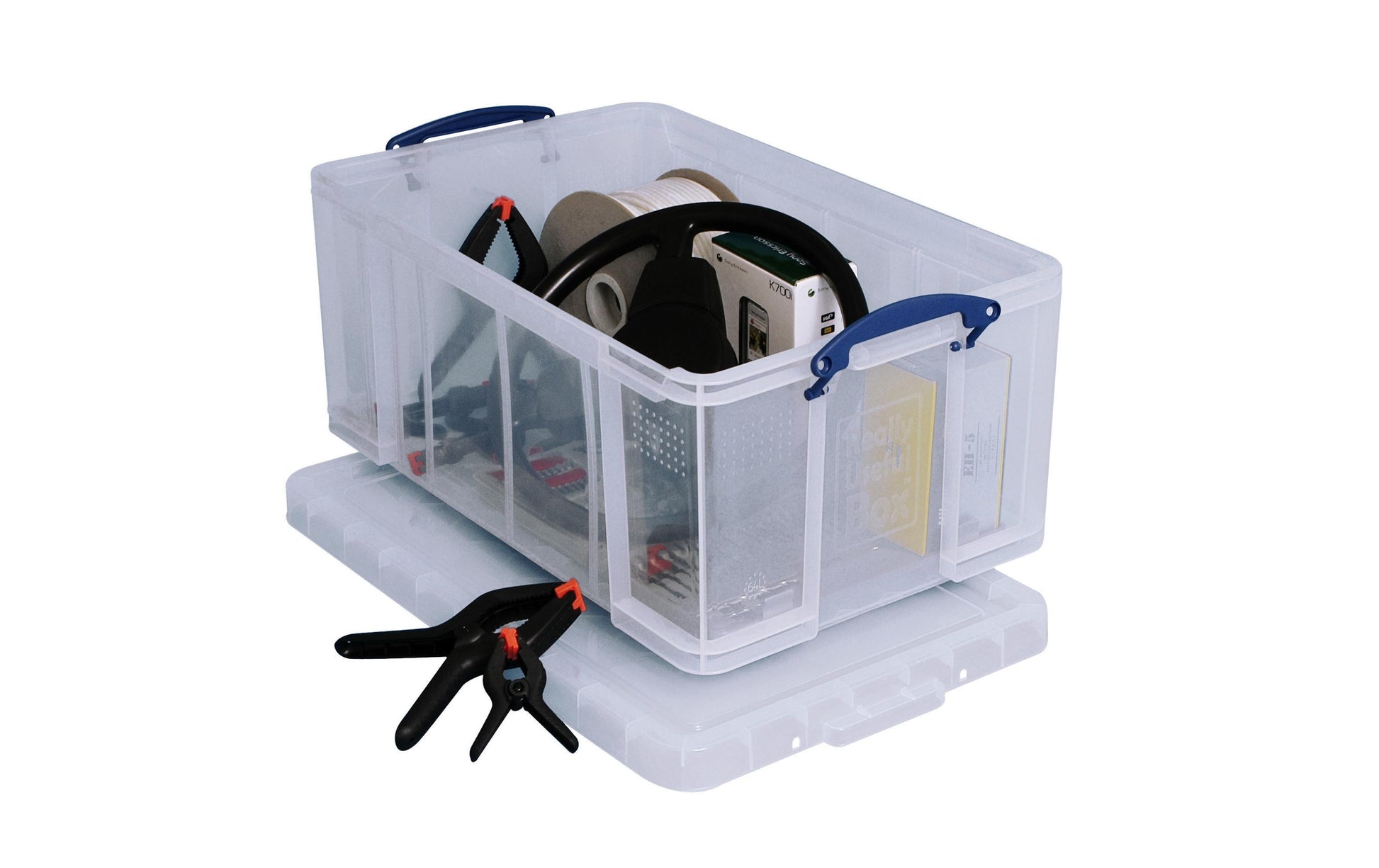 Really Useful Boxes Aufbewahrungsbox, 710 × 440 × 310 mm, 64 l, Kunststoff, transparent, mit Griff