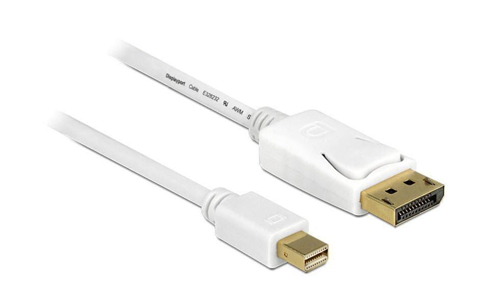 DeLOCK Mini-DisplayPort-auf-DisplayPort-Kabel DP 1.2 4K 60 Hz – 2 m – Weiss