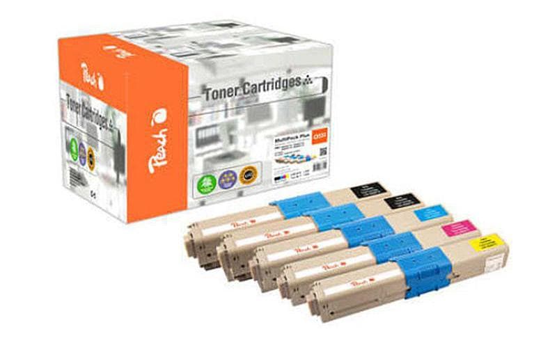 Peach Toner-Multipack – BK/C/M/Y, schwarz 3000, C/M/Y 4500 Seiten – für OKI C332DN/C332DNw/MC363DN u. a.