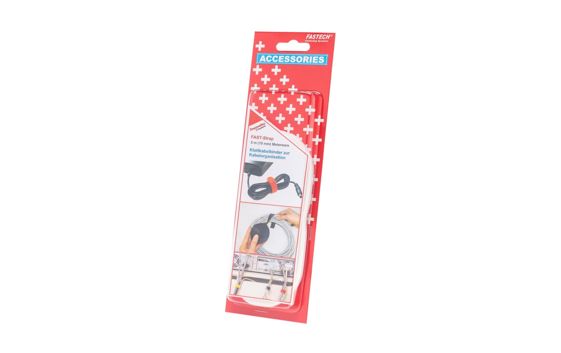 Fastech Klettkabelbinder, 5 m, 10 mm – Weiss