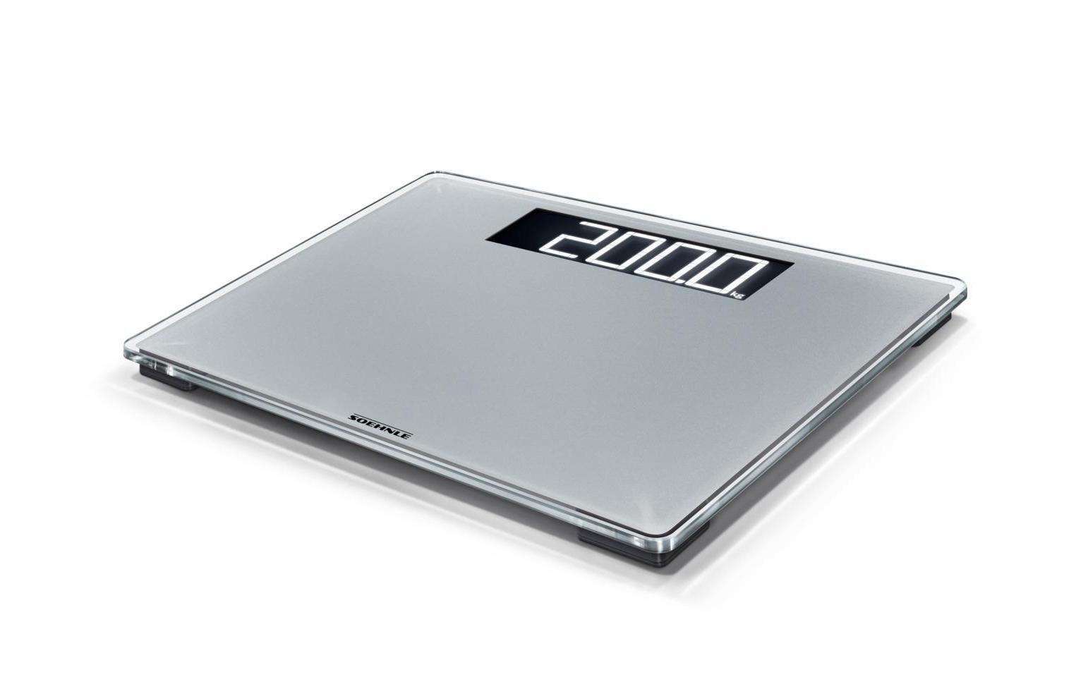 Soehnle Digitale Personenwaage Style Sense Comfort 600 – Genauigkeit 100 g – 200 kg – Silber – Sicherheitsglas