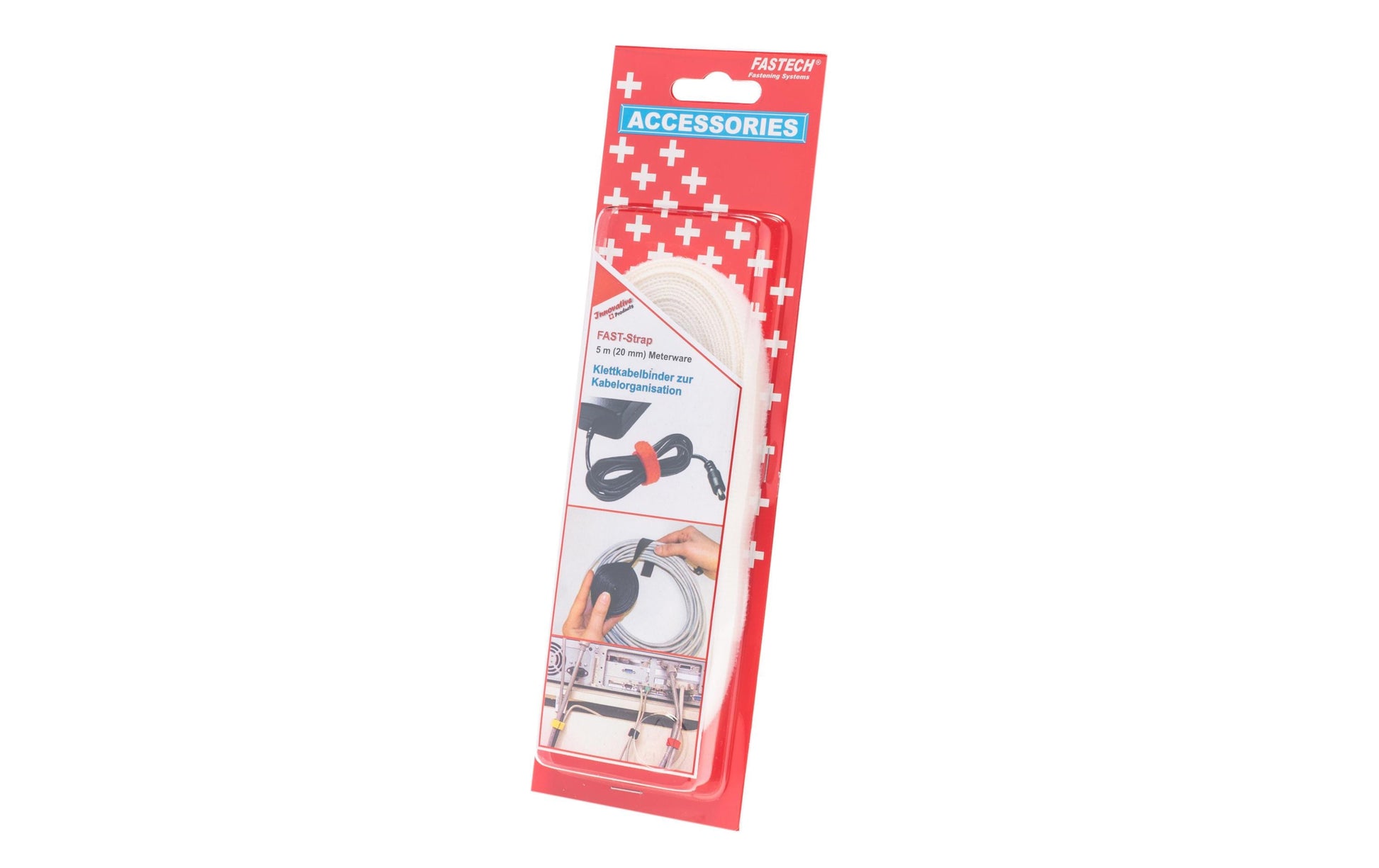 Fastech Klettkabelbinder, 5 m, 20 mm, weiss
