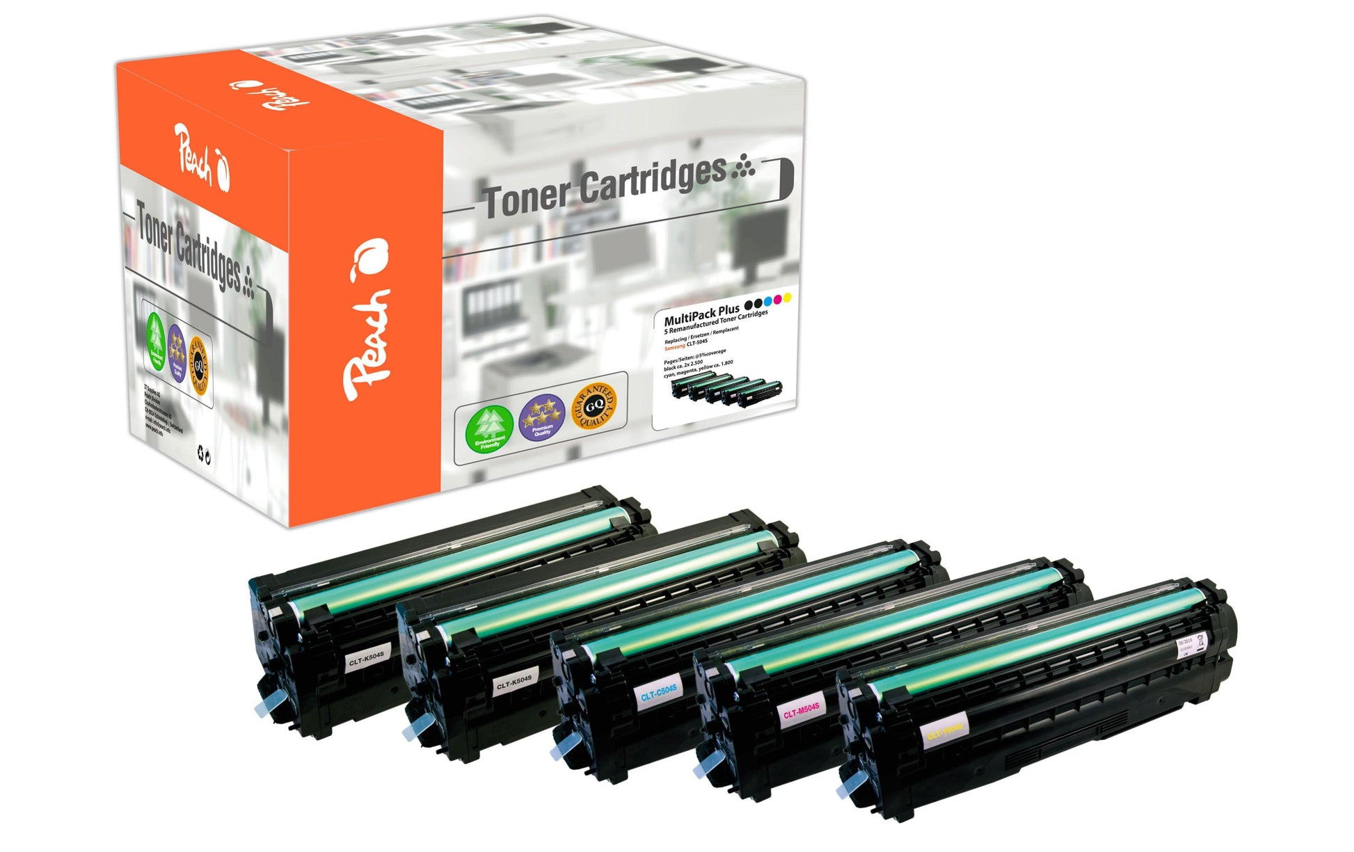Peach Toner-Multipack – BK/C/M/Y, 5400 Seiten – für Samsung CLP-410 Serie, CLP-415 N, CLP-415 NW und andere