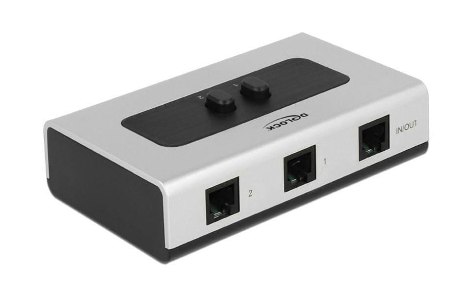 DeLOCK 2-Port RJ-11 Switchbox – RJ-11, 2 Eingänge, 1 Ausgang, Schwarz/Grau