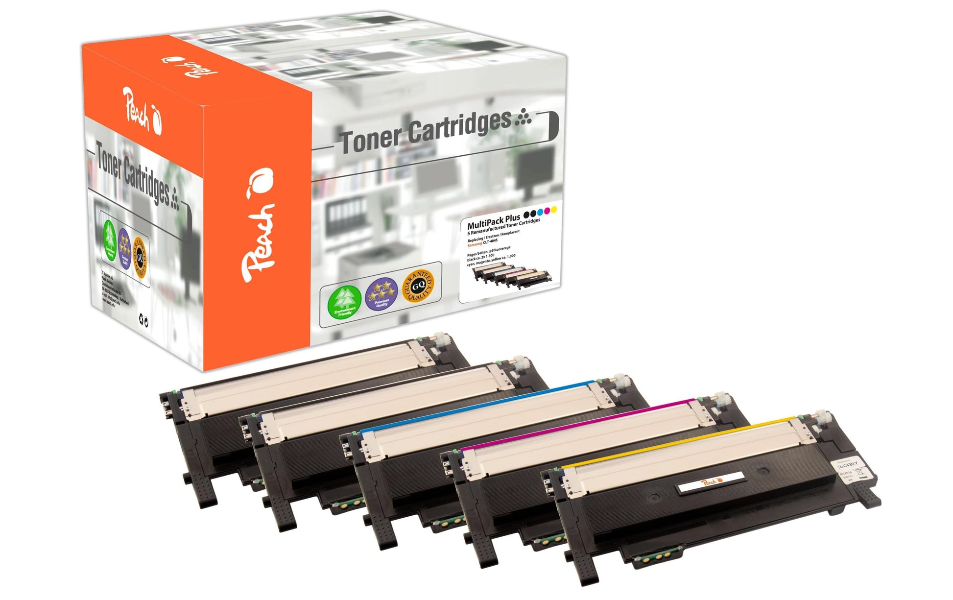 Peach Toner-Multipack CLT-404S – BK/C/M/Y, 1000 Seiten – für Samsung Xpress C 430, C 480, C 482 W und andere