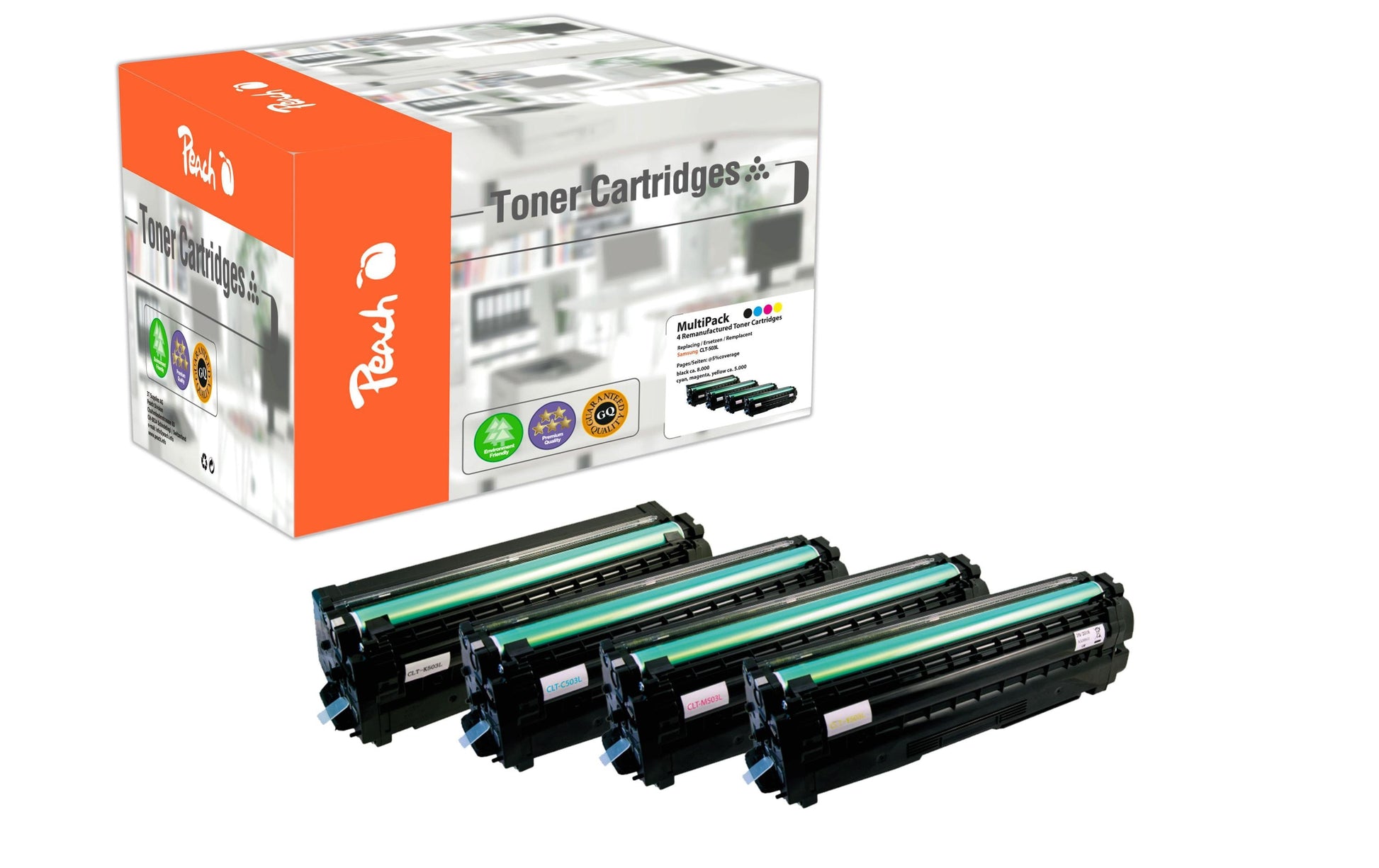 Peach Toner-Multipack CLT-503L – BK/C/M/Y, 15000 Seiten – für Samsung ProXpress C3060 und andere