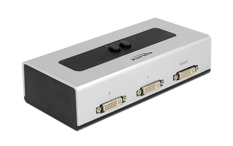 DeLOCK 87664 DVI-Switchbox, 2× DVI zu 1× DVI – 1920 × 1200, manuell – Schwarz/Grau