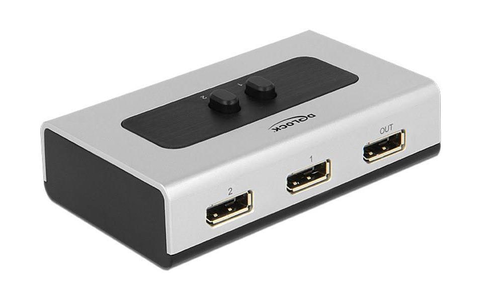 DeLOCK 87668 DisplayPort-Switchbox 2× DisplayPort zu 1× DisplayPort – 2560 × 1440, Tasten