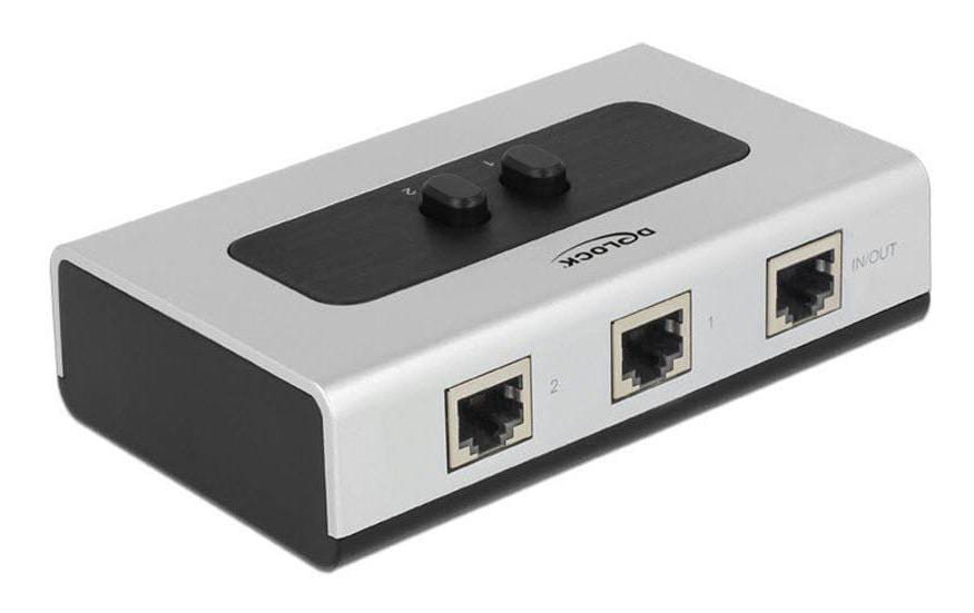 DeLOCK 87673 – Manuelle Switchbox – 3× 1G, Kunststoff, Schwarz, Grau