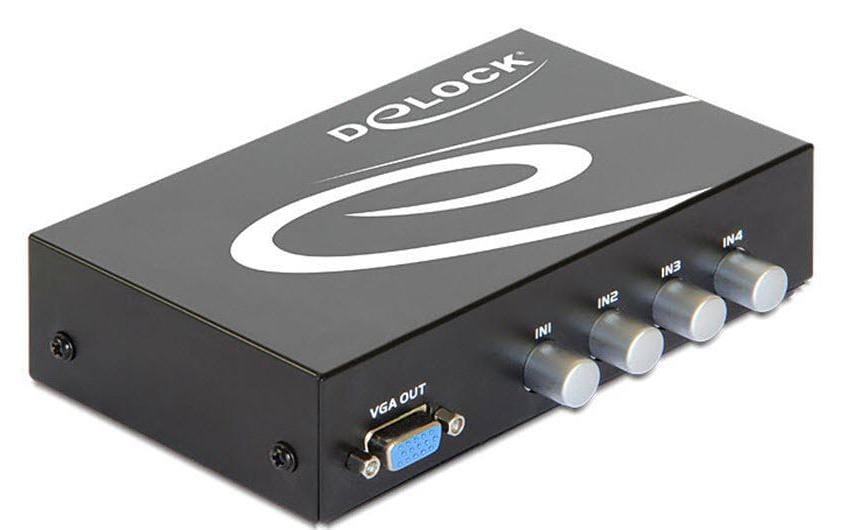 DeLOCK 87636 – VGA Switchbox (4×1), kabelgebunden, 4× VGA In / 1× VGA Out, max. 1600 × 1280