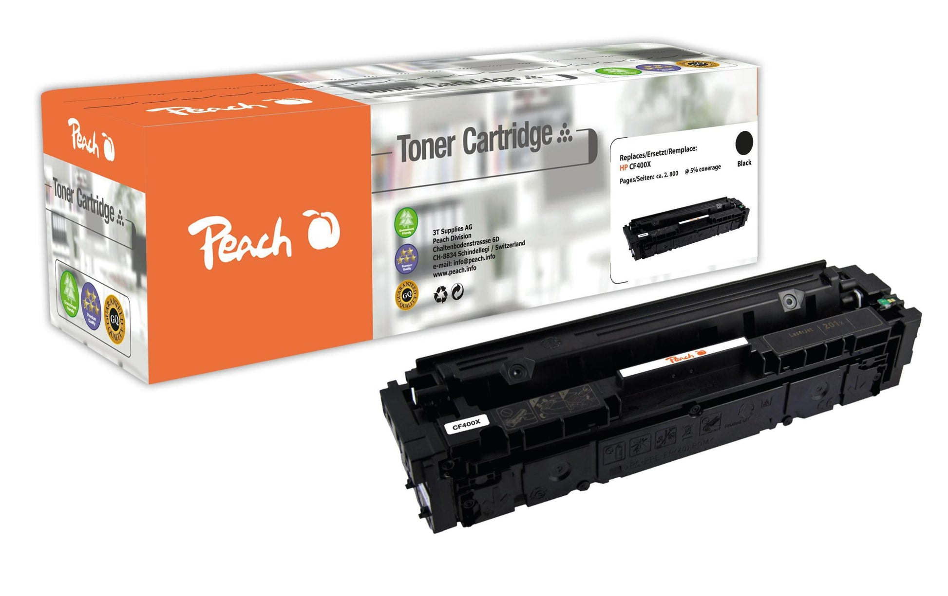 Peach 201X (CF400X) Schwarz Toner – Kompatibel XL – 2'800 Seiten – für HP Color LaserJet Pro M252/M270/M274