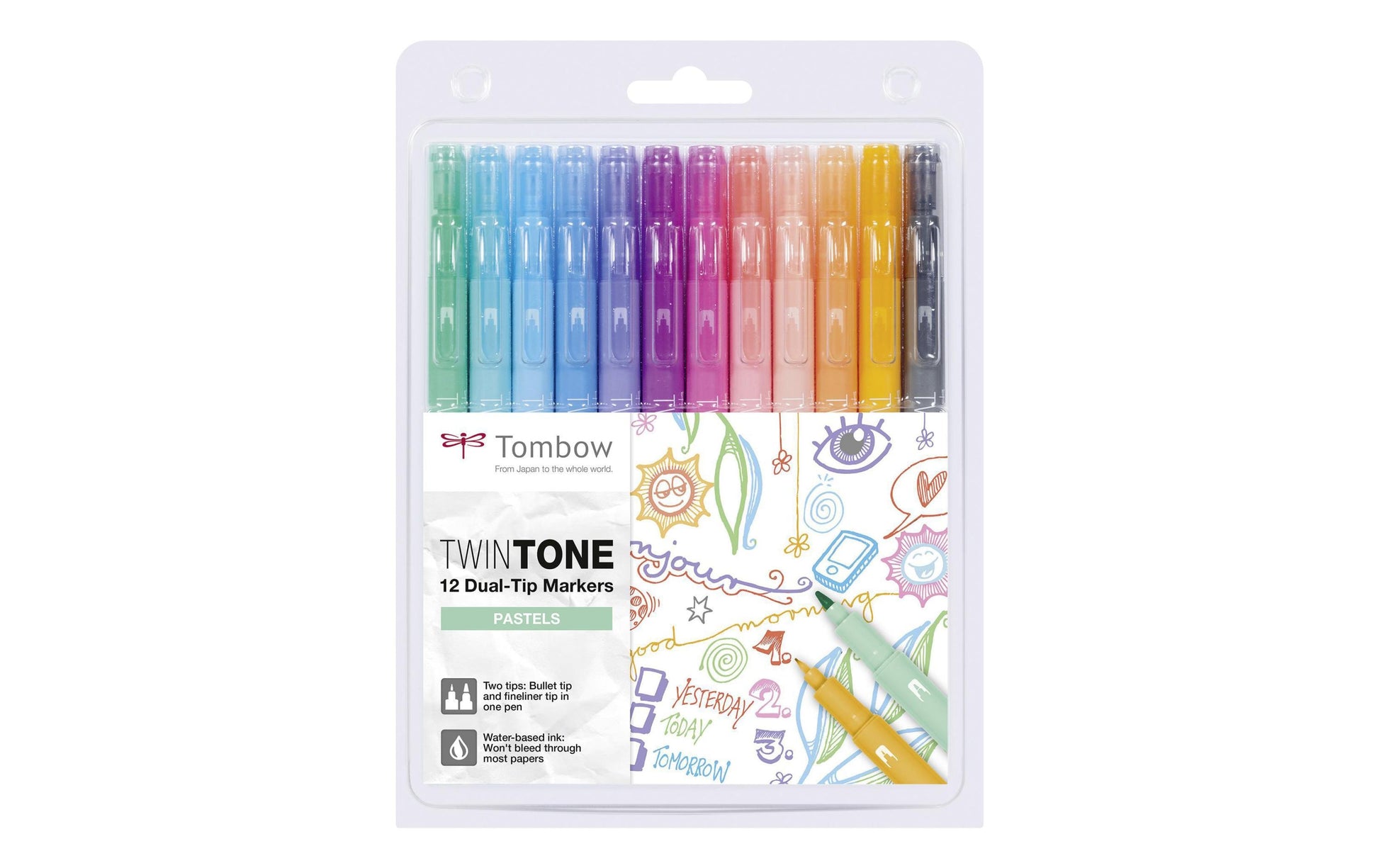 Tombow Fasermaler TwinTone, Strichbreite 0,3/0,8 mm, 12 Farben