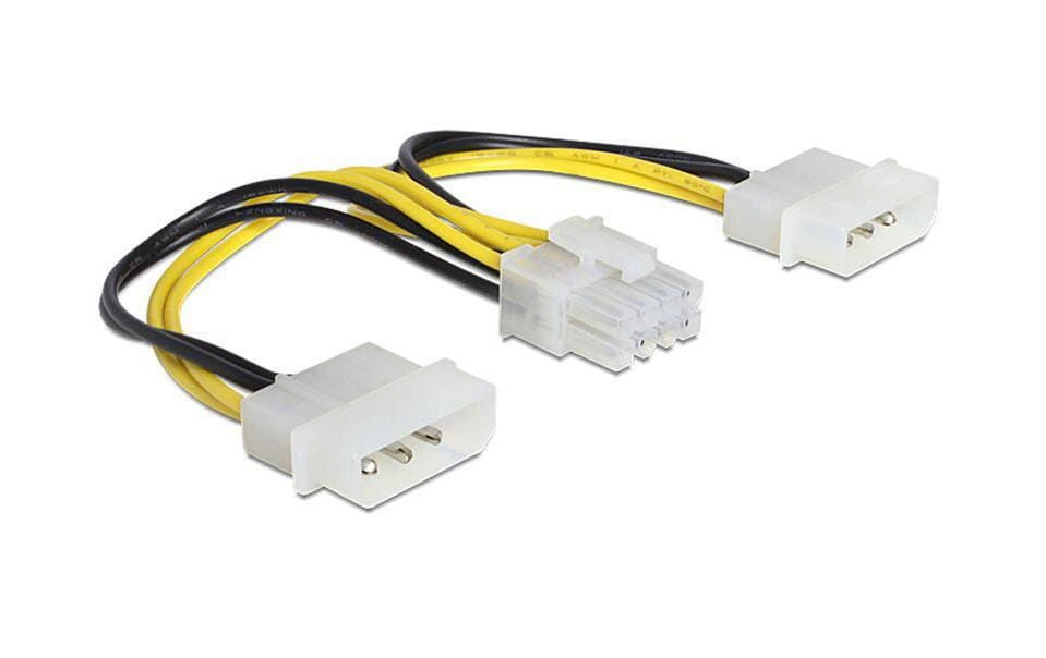 DeLOCK 83410 Stromadapter EPS (8-polig) zu Molex (3-polig) – 0,15 m, männlich, Schwarz/Gelb