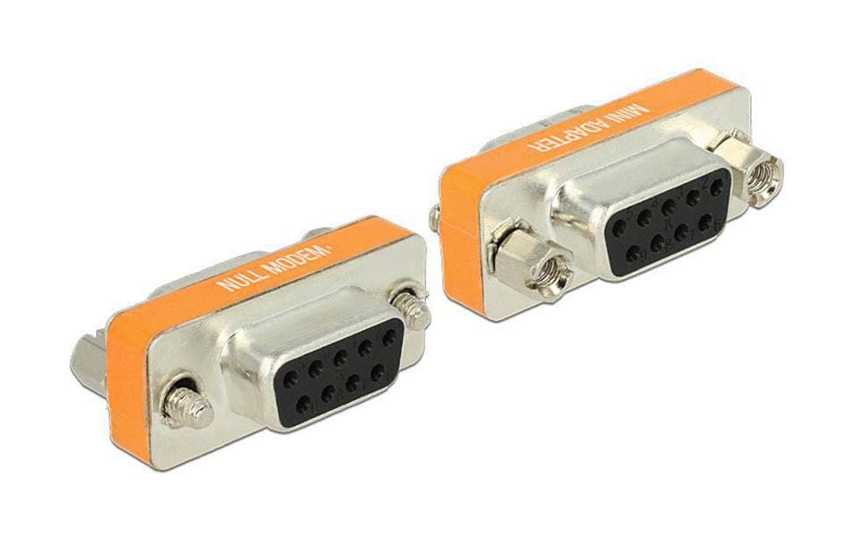 DeLOCK 65570 Nullmodem-Adapter DB9 Buchse zu DB9 Buchse – RS-232, Goldkontakte, Silber