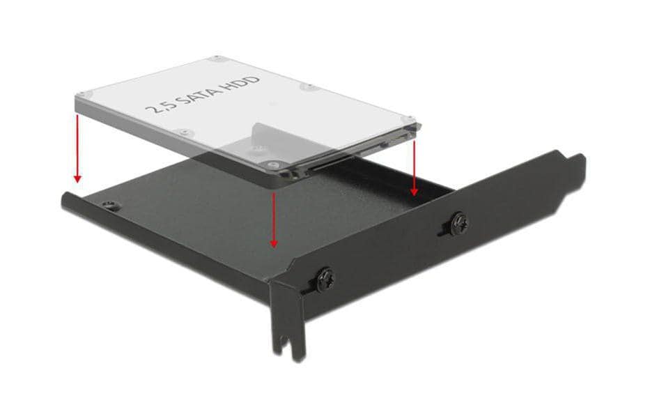 Delock Einbaurahmen 1× 2,5" im PCI/PCIe Slot, SATA – für Universalgehäuse, Schwarz, Metall