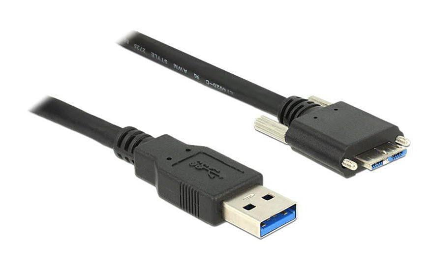DeLOCK USB-A auf Micro-USB-B Kabel – USB 3.2 Gen 1 (5 Gbit/s) – 1 m – Verschraubbar – Schwarz