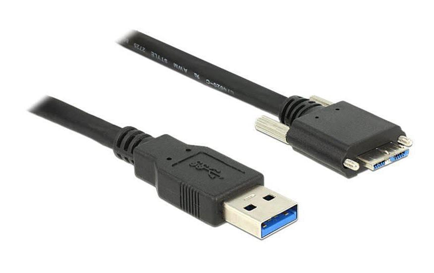 DeLOCK USB-A auf Micro-USB-B Kabel – USB 3.2 Gen 1 (5 Gbit/s) – 3 m – Verschraubbar – Schwarz