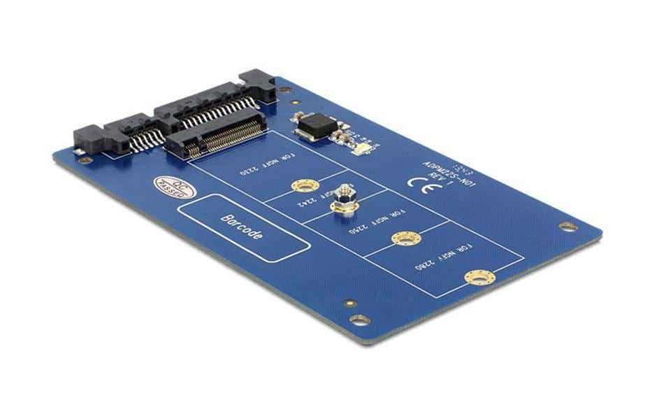 DeLOCK 62559 Adapterplatine M.2 zu SATA – 6 Gbit/s, M.2 Key-B zu SATA mit Strom, 60 × 100 × 5 mm, Blau