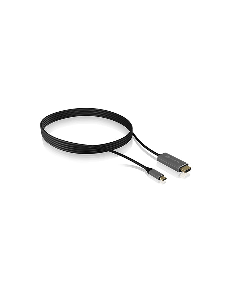 ICY BOX IB-CB020C USB-C zu HDMI Kabel – 4K (3840 × 2160) @ 60 Hz, 1,8 m, HDCP 2.2
