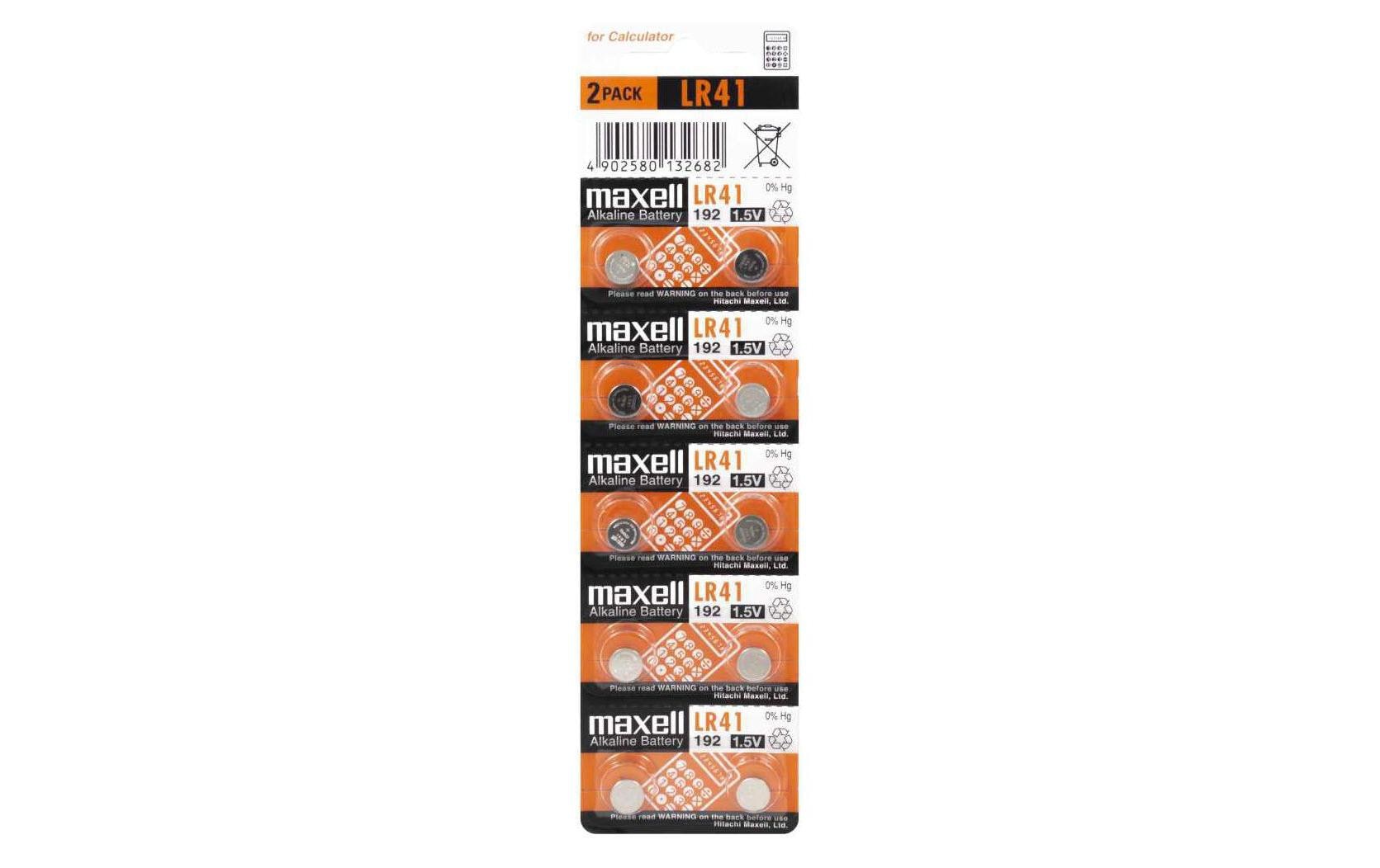 Maxell Knopfzellen LR41, Alkaline, 1,5 V – 10 Stk.