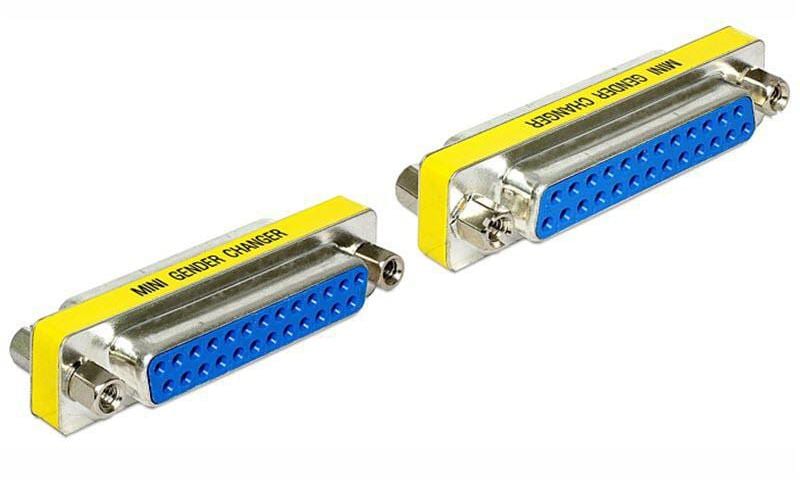 DeLOCK 65483 Adapter DB25 Buchse zu DB25 Buchse – Seriell – Blau/Silber/Gelb