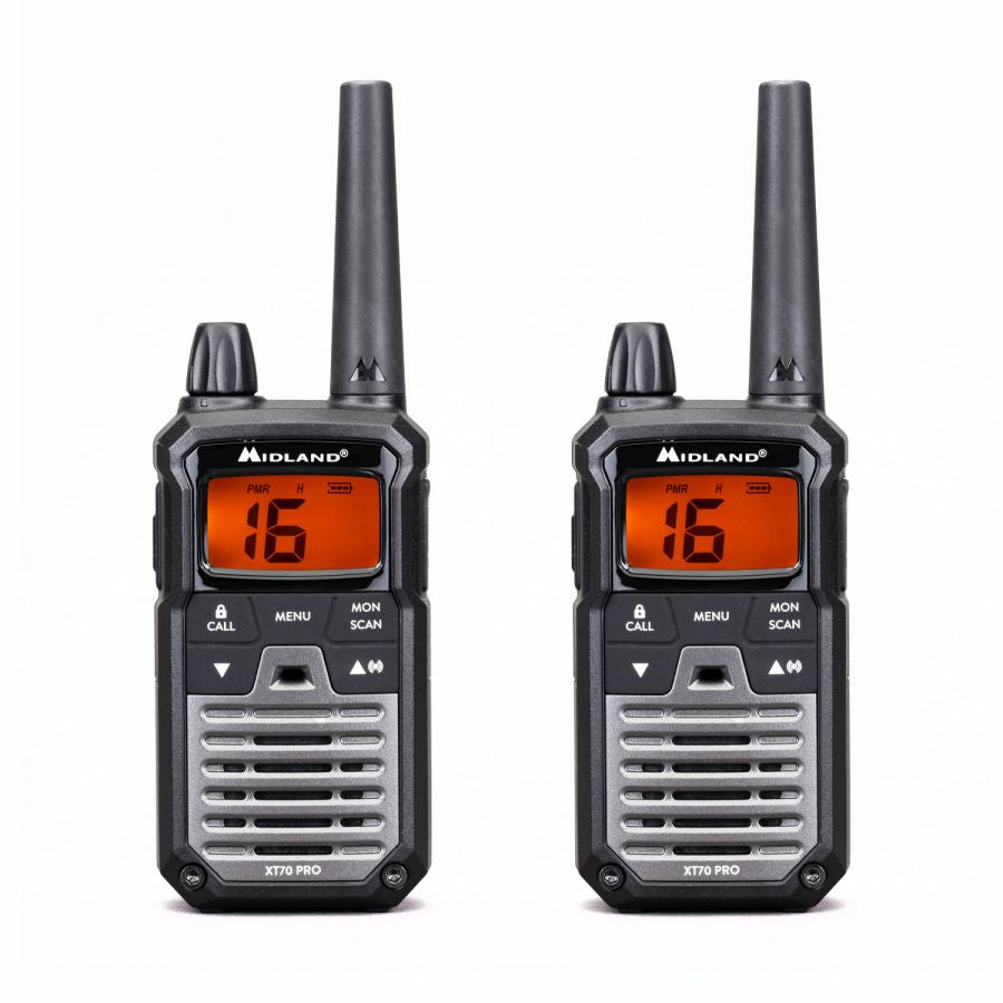 Midland XT70 Pro Funkgerät – DMR, 12 km, 32 Kanäle, IPX4, mit Ladestation