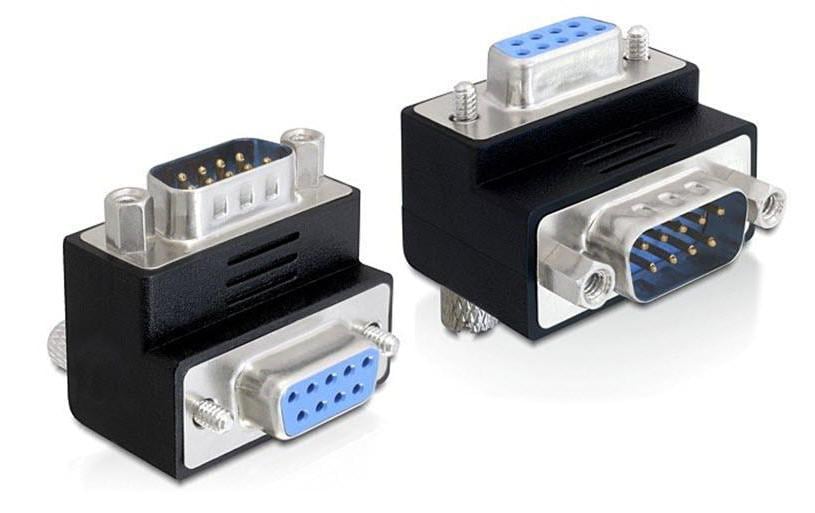 DeLOCK 65266 Seriell-Adapter DB9 (Sub-D 9-polig) Stecker zu Buchse – 90° gewinkelt, RS-232, Schwarz