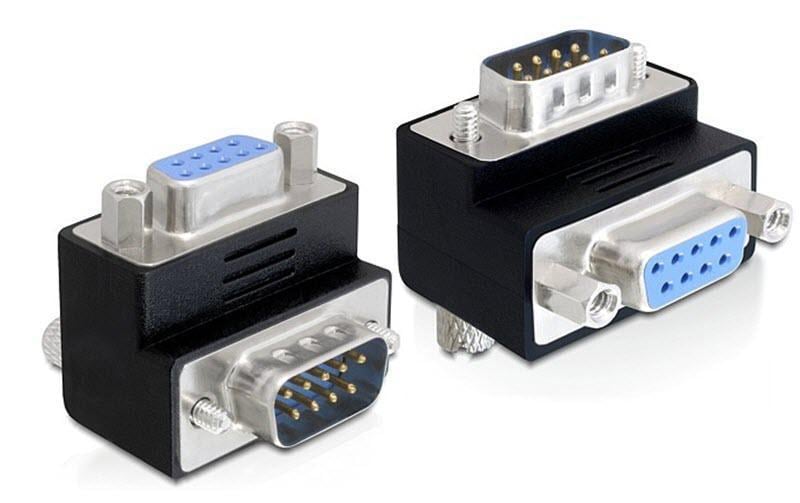 DeLOCK 65265 Winkeladapter DB9 Stecker zu DB9 Buchse – RS-232, einseitig gewinkelt, Schwarz