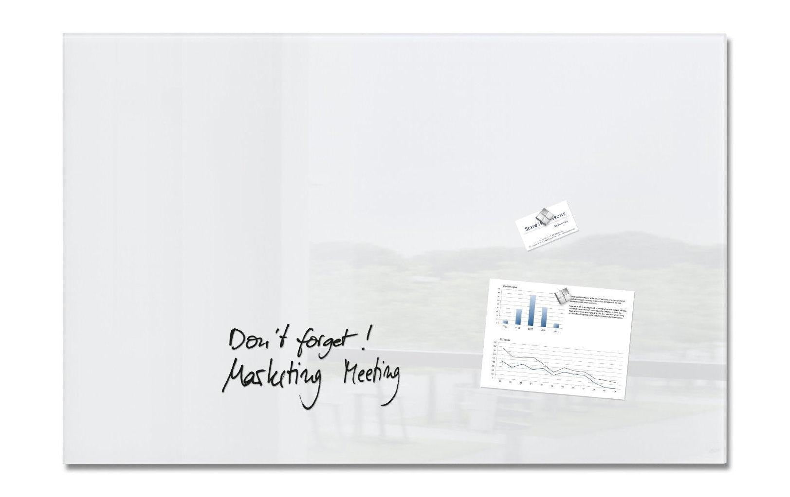 Sigel Whiteboard – 100 × 65 cm, Glas, magnetisch, Wandmontage, inkl. Magnete, Montagesatz