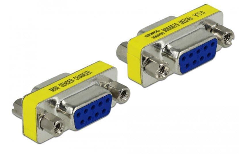 DeLOCK 65008 Adapter DB9 (RS-232) zu DB9 (RS-232) – Buchse/Buchse (weiblich), Metall/Kunststoff, Blau/Silber